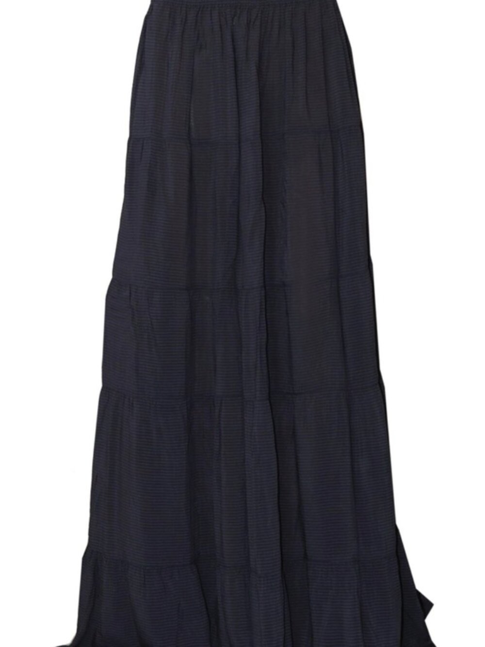 Anthropologie Striped Printed Tiered High Waist Navy Sheer Maxi Skirt S